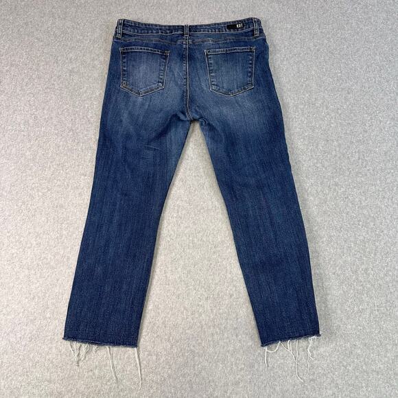 Kut From The Cloth Distressed Jeans Womens 12 Blue Medium Wash Raw Hem Mid Rise - Picture 2 of 11